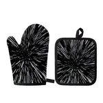Black And White Lightspeed Print Oven Mitt And Pot Holder Set