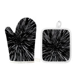 Black And White Lightspeed Print Oven Mitt And Pot Holder Set