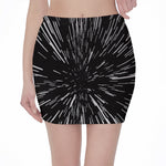 Black And White Lightspeed Print Pencil Mini Skirt