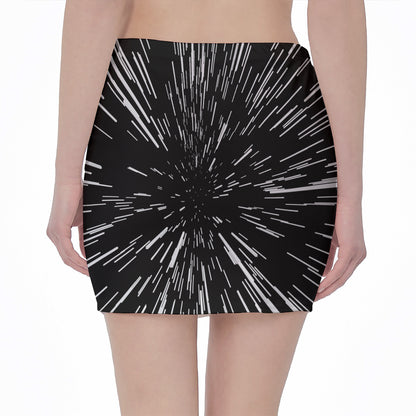 Black And White Lightspeed Print Pencil Mini Skirt