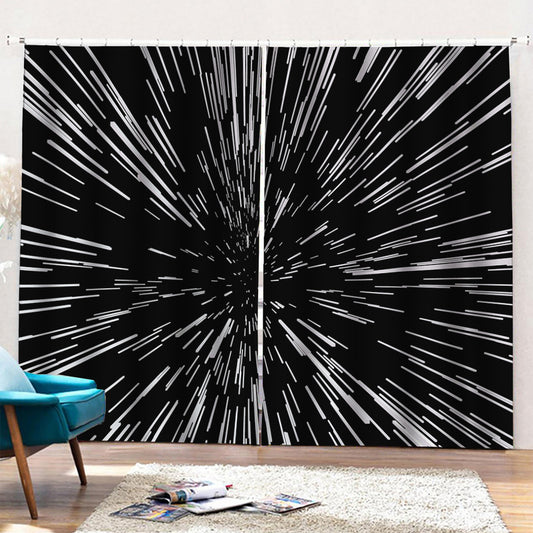 Black And White Lightspeed Print Pencil Pleat Curtains