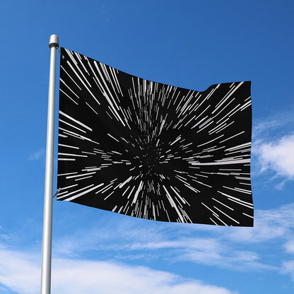 Black And White Lightspeed Print Polyester Flag