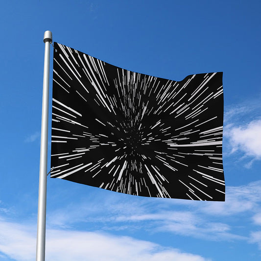 Black And White Lightspeed Print Polyester Flag