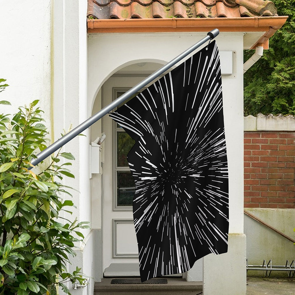 Black And White Lightspeed Print Polyester Flag