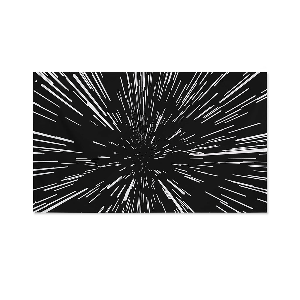 Black And White Lightspeed Print Polyester Flag
