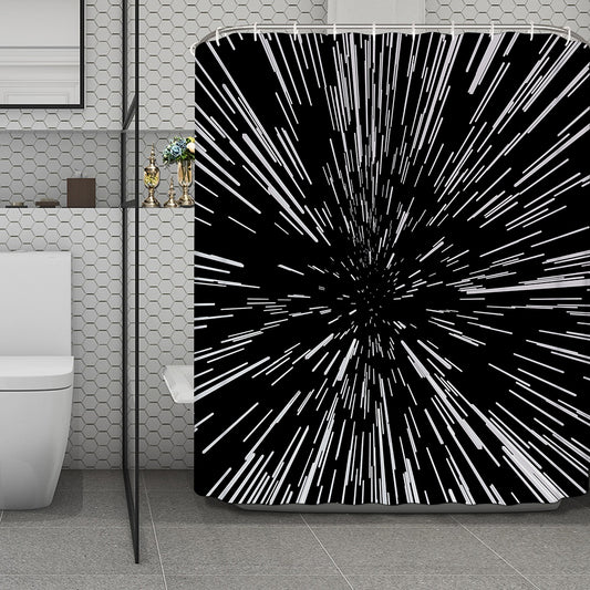 Black And White Lightspeed Print Polyester Shower Curtain