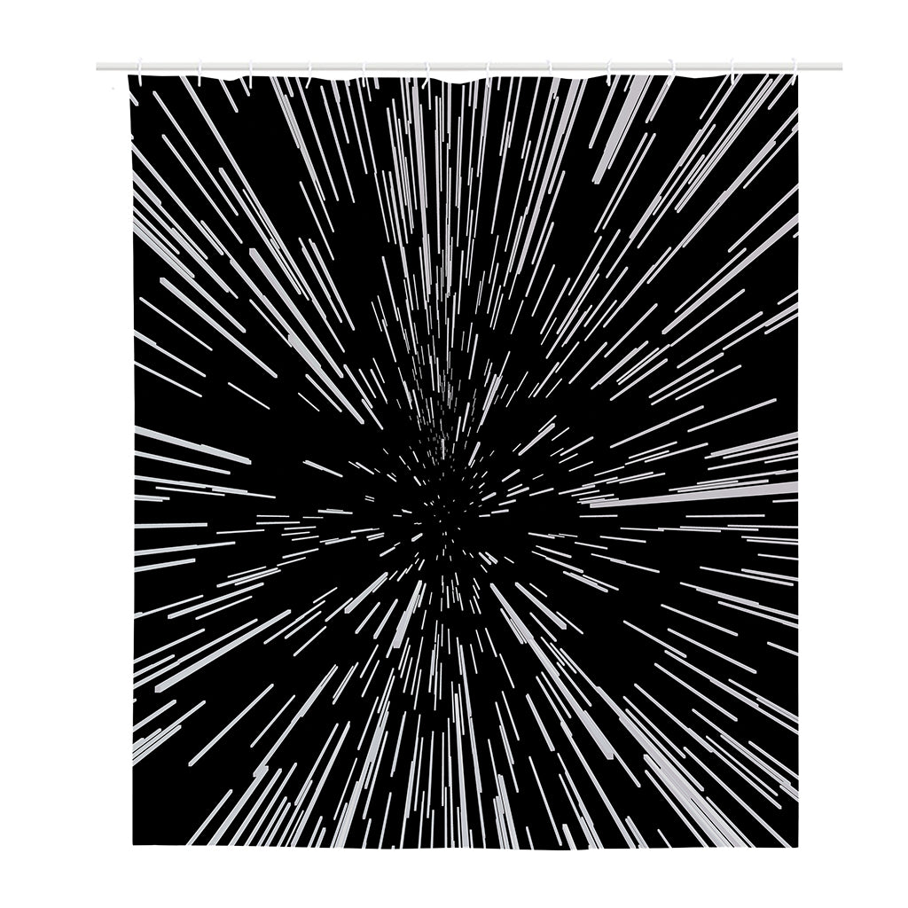 Black And White Lightspeed Print Polyester Shower Curtain
