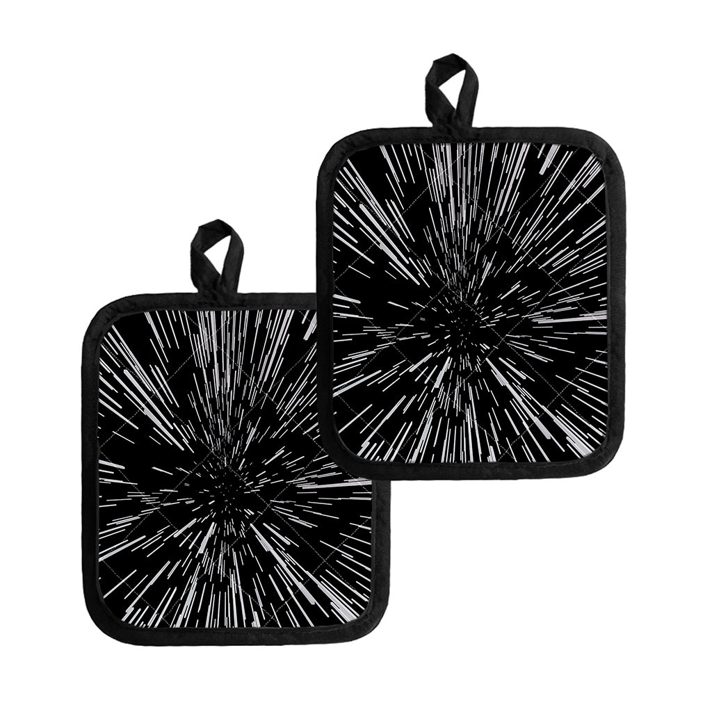 Black And White Lightspeed Print Pot Holders