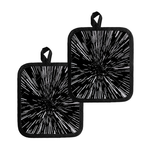 Black And White Lightspeed Print Pot Holders