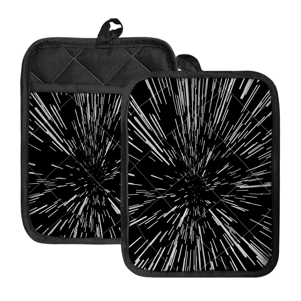 Black And White Lightspeed Print Pot Holders With Pocket