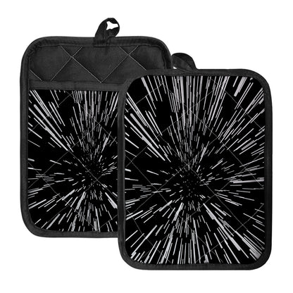 Black And White Lightspeed Print Pot Holders With Pocket