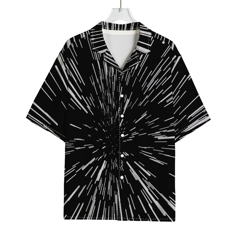 Black And White Lightspeed Print Rayon Hawaiian Shirt