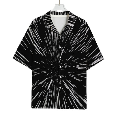 Black And White Lightspeed Print Rayon Hawaiian Shirt