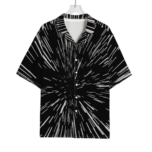 Black And White Lightspeed Print Rayon Hawaiian Shirt