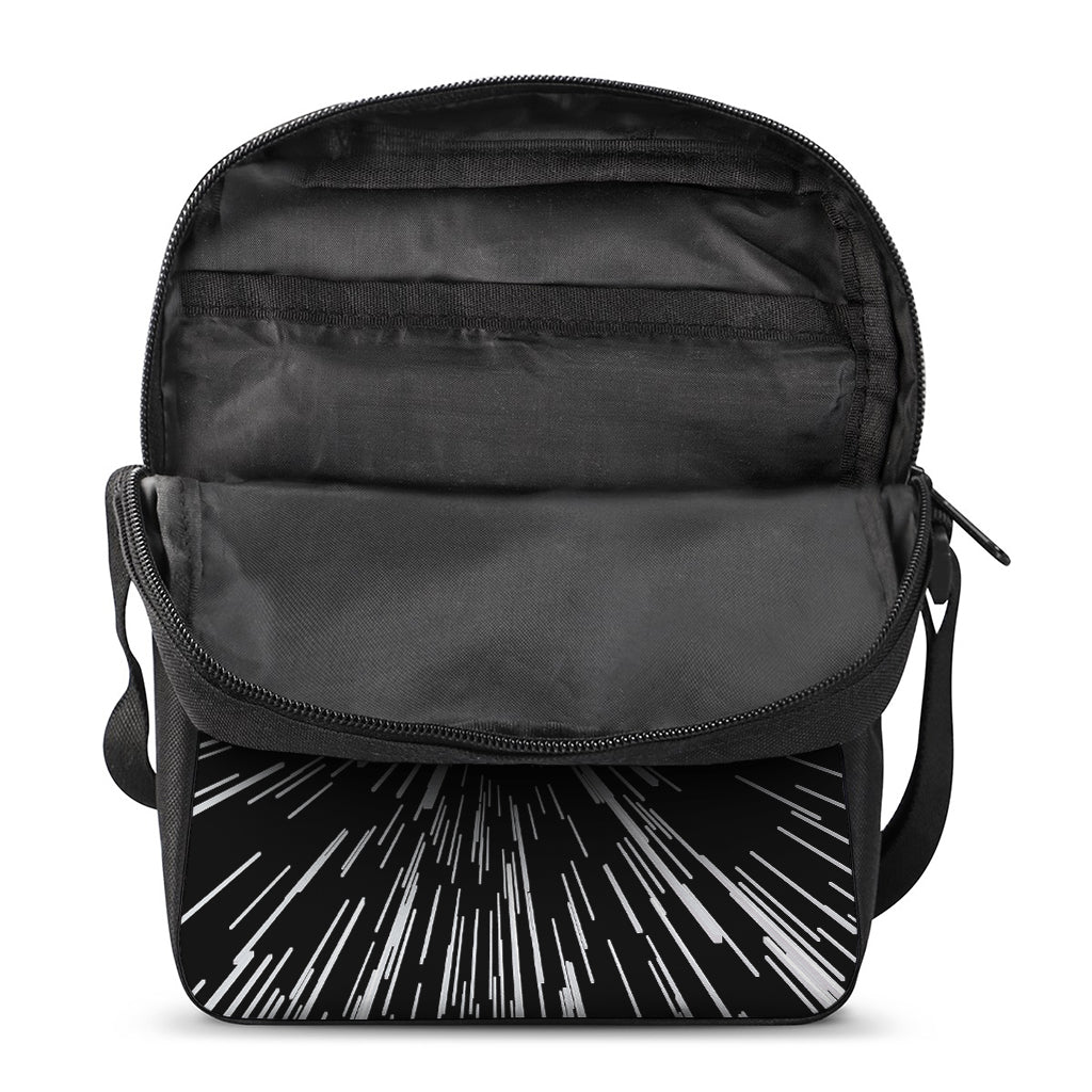 Black And White Lightspeed Print Rectangular Crossbody Bag