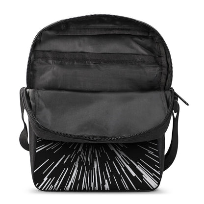 Black And White Lightspeed Print Rectangular Crossbody Bag