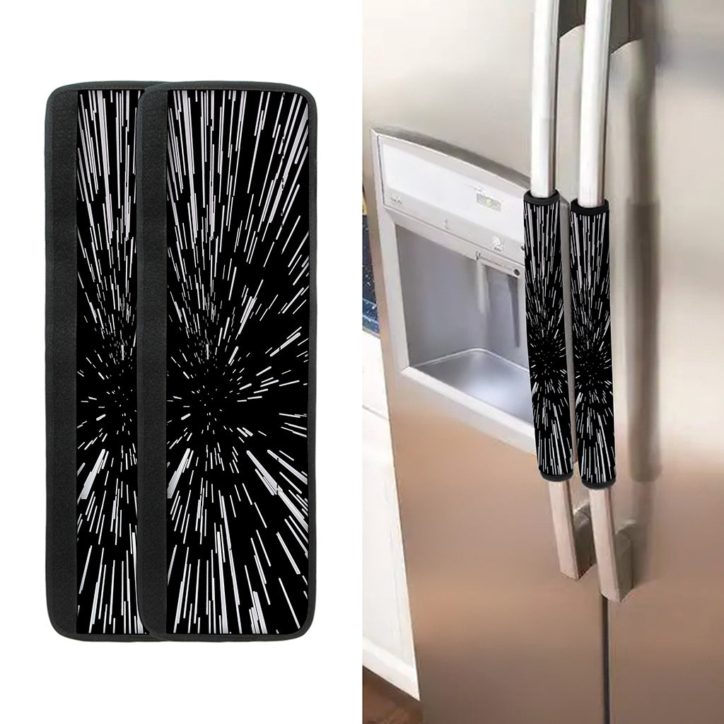 Black And White Lightspeed Print Refrigerator Handle Covers