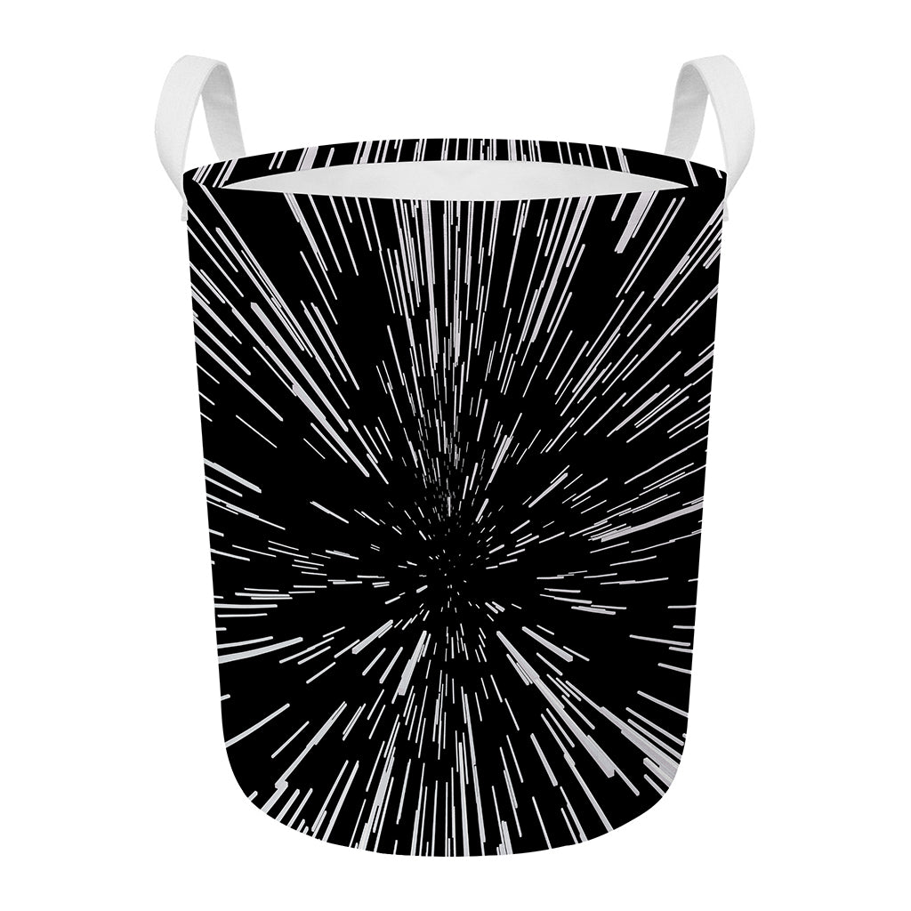 Black And White Lightspeed Print Round Laundry Basket