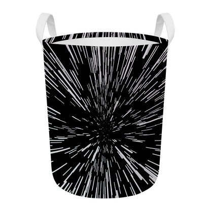 Black And White Lightspeed Print Round Laundry Basket