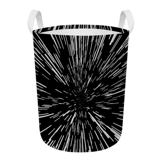 Black And White Lightspeed Print Round Laundry Basket