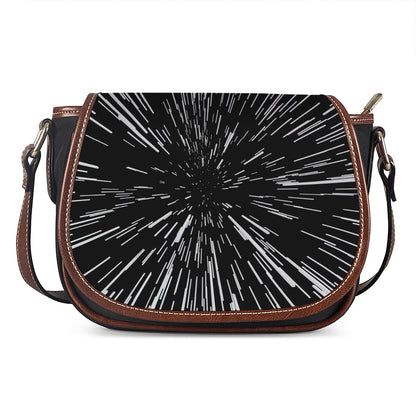 Black And White Lightspeed Print Saddle Bag