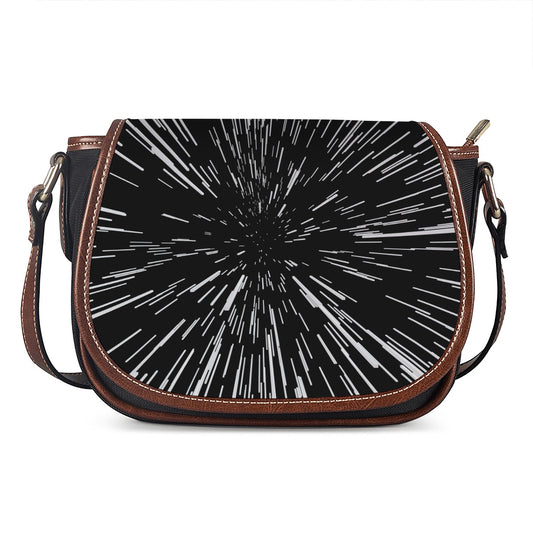 Black And White Lightspeed Print Saddle Bag