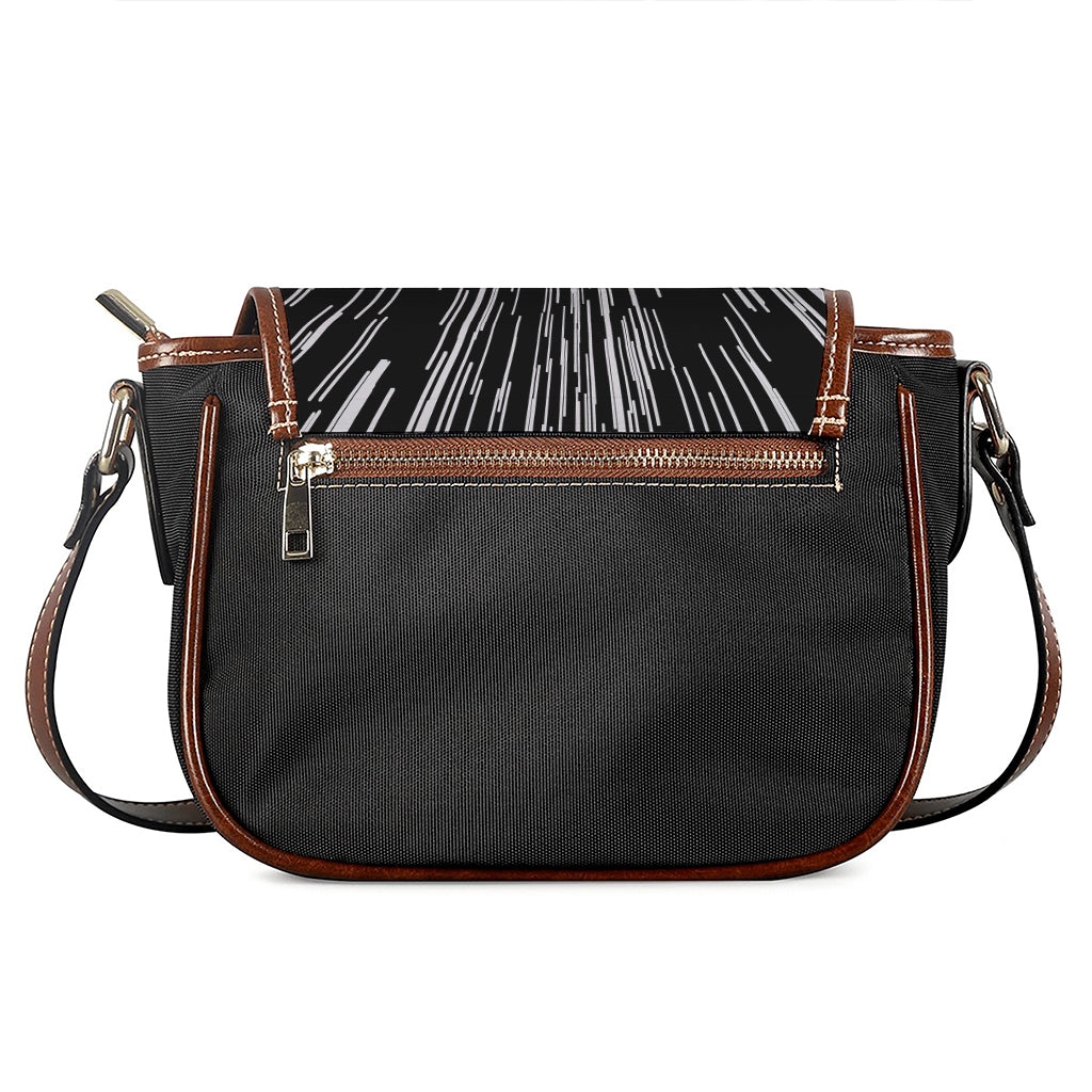 Black And White Lightspeed Print Saddle Bag