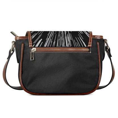 Black And White Lightspeed Print Saddle Bag