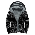 Black And White Lightspeed Print Sherpa Lined Zip Up Hoodie