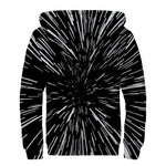 Black And White Lightspeed Print Sherpa Lined Zip Up Hoodie