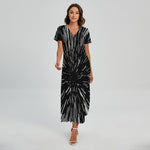 Black And White Lightspeed Print Short Sleeve Maxi Dress