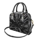 Black And White Lightspeed Print Shoulder Handbag