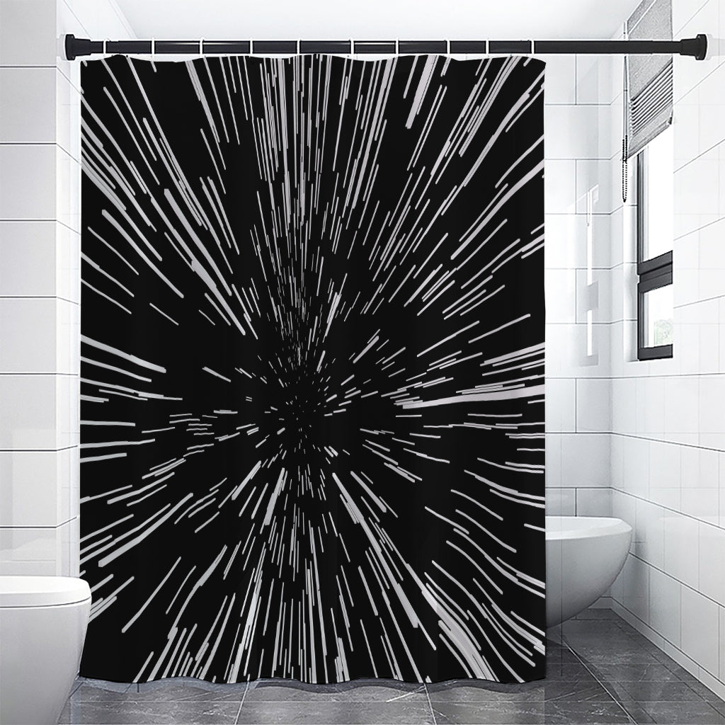 Black And White Lightspeed Print Shower Curtain
