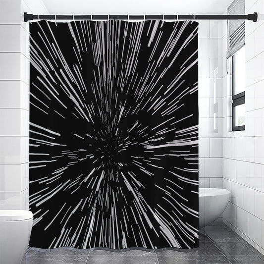 Black And White Lightspeed Print Shower Curtain