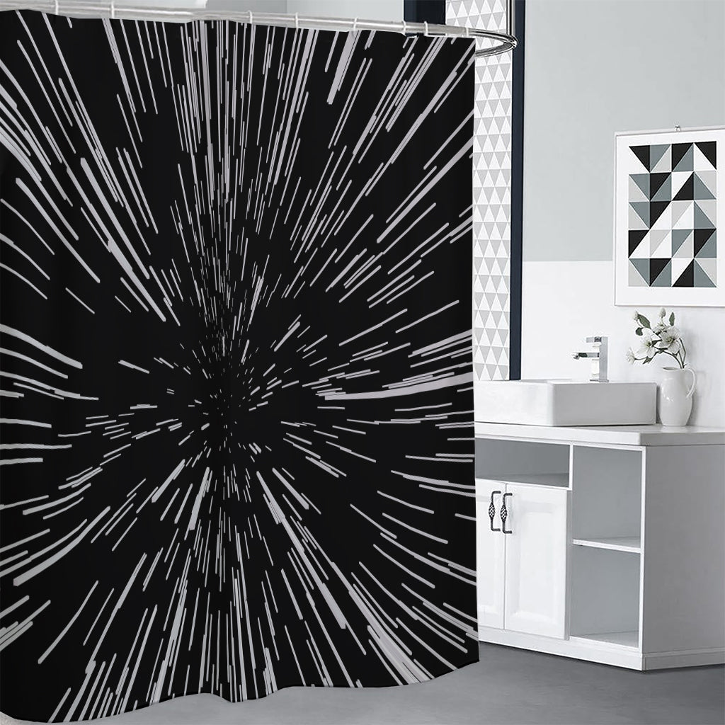 Black And White Lightspeed Print Shower Curtain