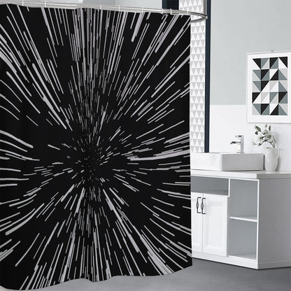 Black And White Lightspeed Print Shower Curtain