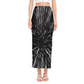 Black And White Lightspeed Print Side Slit Maxi Skirt