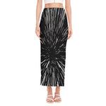 Black And White Lightspeed Print Side Slit Maxi Skirt
