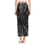 Black And White Lightspeed Print Side Slit Maxi Skirt