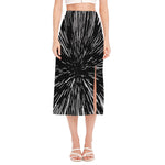 Black And White Lightspeed Print Side Slit Midi Skirt