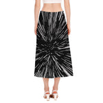 Black And White Lightspeed Print Side Slit Midi Skirt