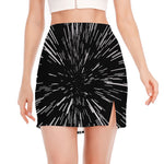 Black And White Lightspeed Print Side Slit Mini Skirt
