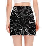 Black And White Lightspeed Print Side Slit Mini Skirt