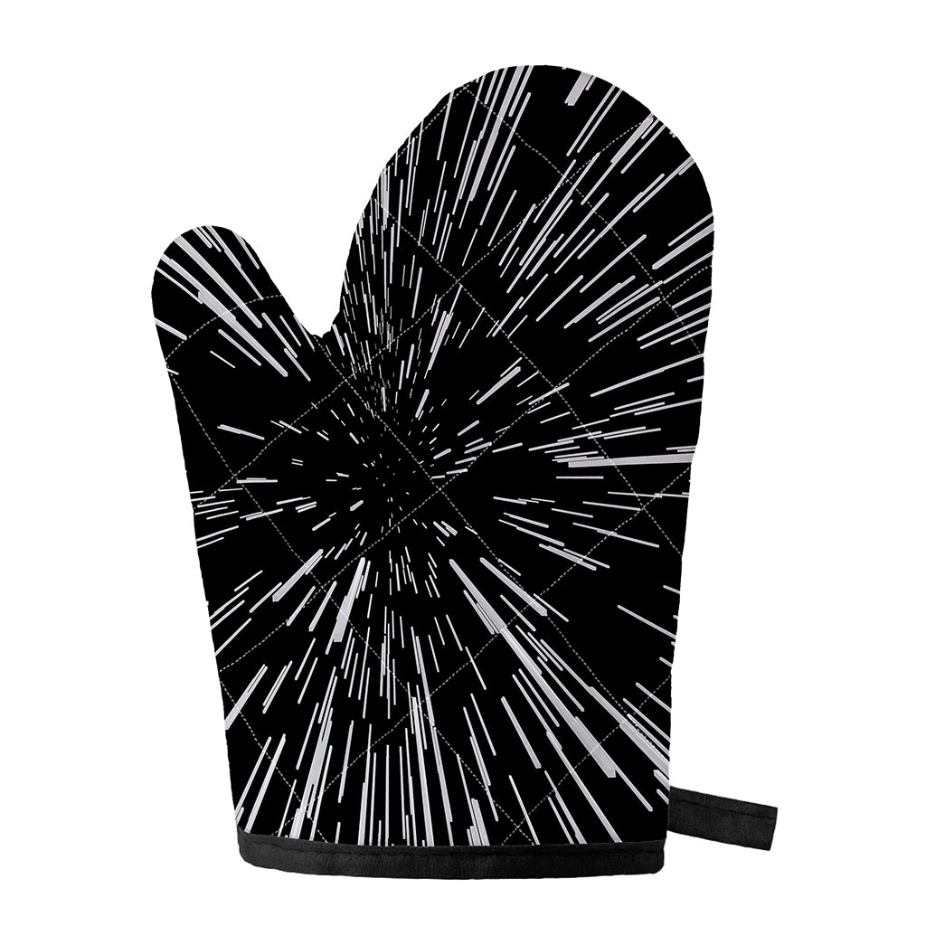 Black And White Lightspeed Print Single Oven Mitt