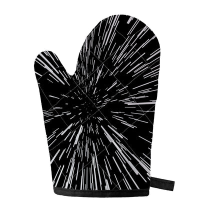Black And White Lightspeed Print Single Oven Mitt