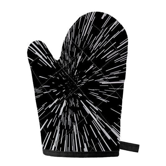 Black And White Lightspeed Print Single Oven Mitt