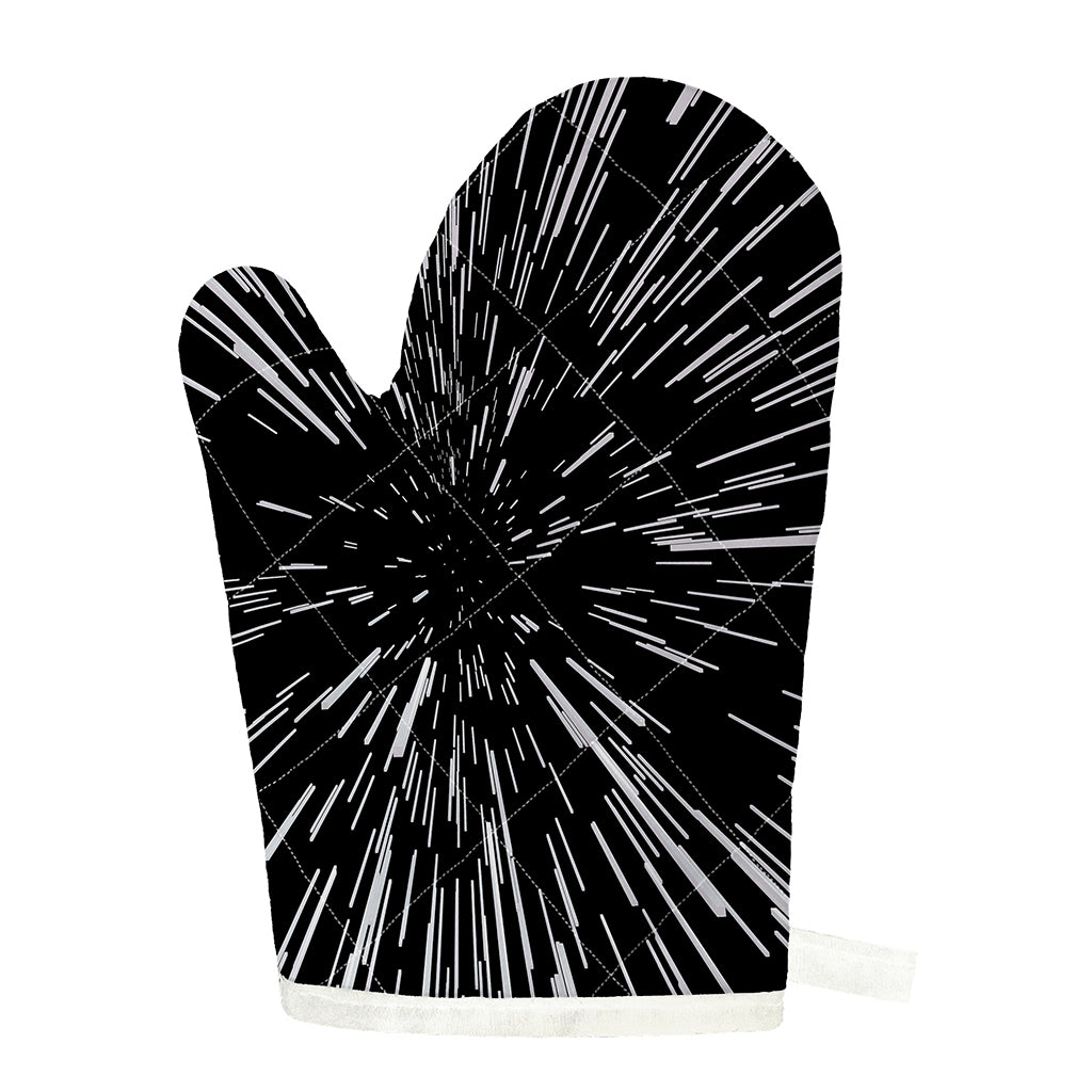 Black And White Lightspeed Print Single Oven Mitt