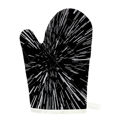 Black And White Lightspeed Print Single Oven Mitt