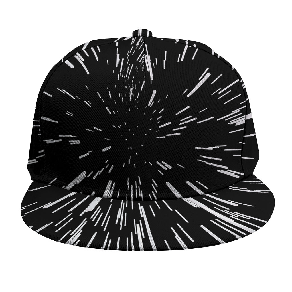 Black And White Lightspeed Print Snapback Cap