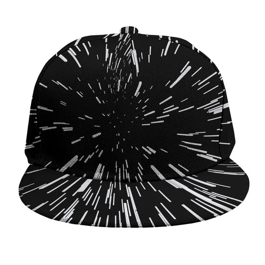 Black And White Lightspeed Print Snapback Cap